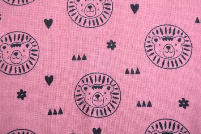Double gauze in pink with lion print 181538