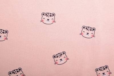 Alpenfleece in salmon color with a print of cats 20460/011