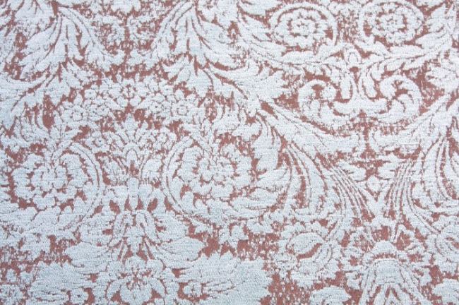 Decorative fabric in brown color with ornament pattern 21022