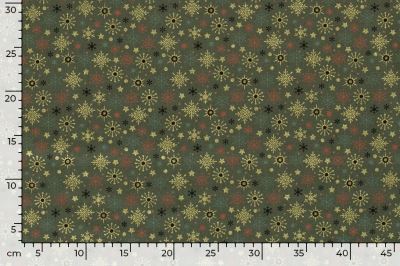 Christmas cotton fabric in green color with snowflakes print 20748/027 (2)