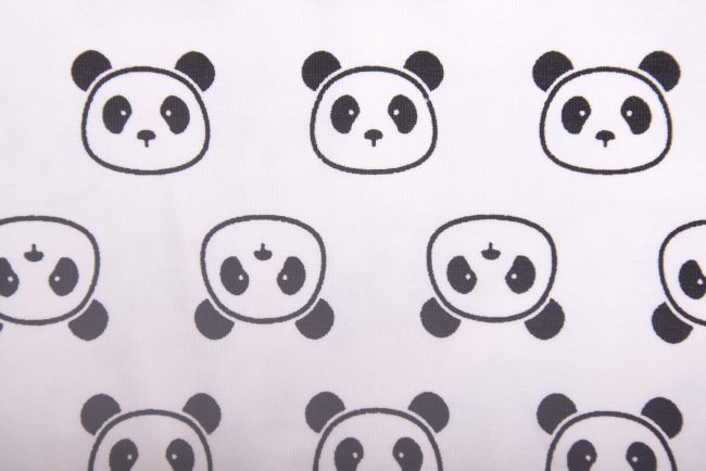 1 m of cream-colored cotton knit with panda print DS-KUP120