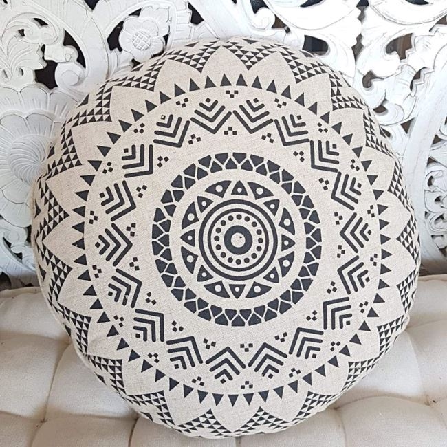 Cushion cover from Bali in beige color with mandala print size 55 cm BALI04