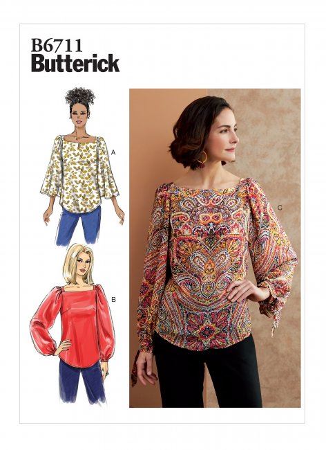 Butterick Cut Women's Loose Sleeve Blouse Size 44-52 B6711-E5