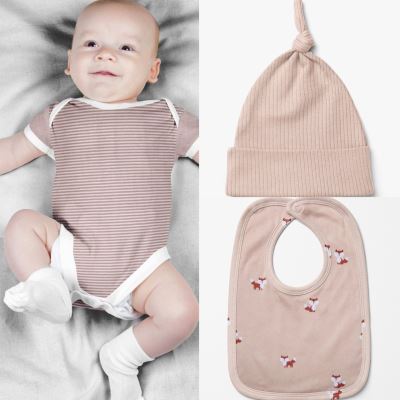 Cotton knitwear from the BABY collection with beige stripes 18489/011 (2)