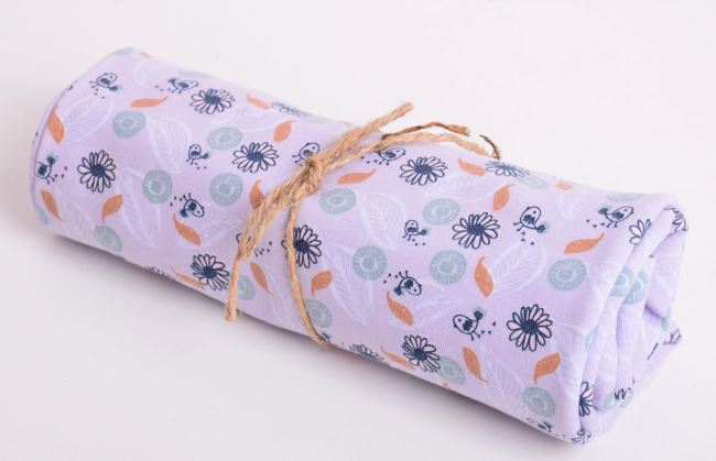 Roll of cotton knit with bird and leaf print ROOR4540-043D