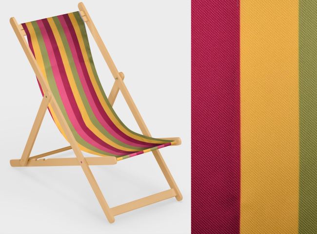 Lounger 44 cm wide with a print of wide colored stripes LH19