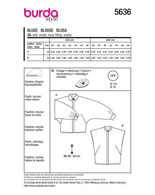 Pattern for a women's loose blouse in size 36-48 5636 (1)