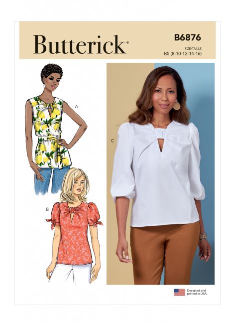 Butterick cut for women's t-shirts in sizes 34-42 B6876-B5
