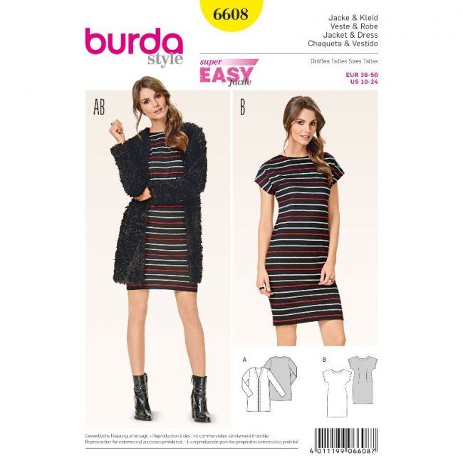 Cut for women's dress in size 36-50 6608