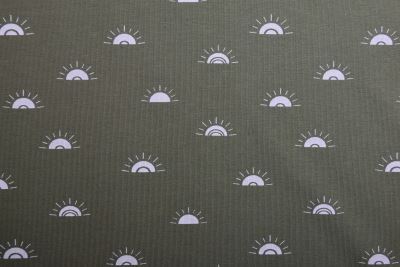 Cotton knit in khaki color with sun print K10137-270D