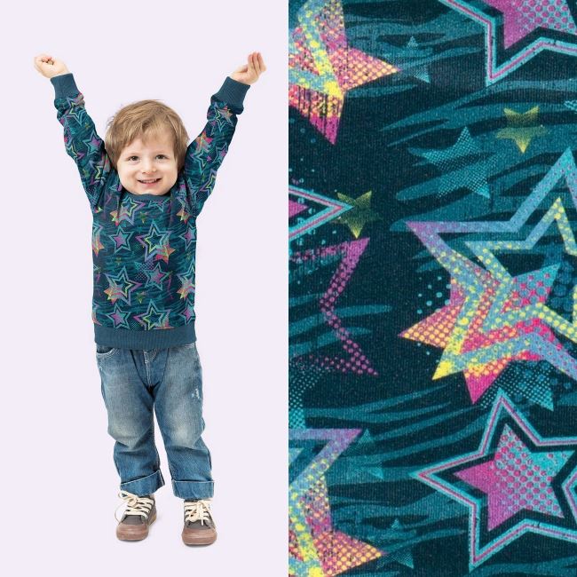 Combed tracksuit in kerosene color with digital star print 20525/024