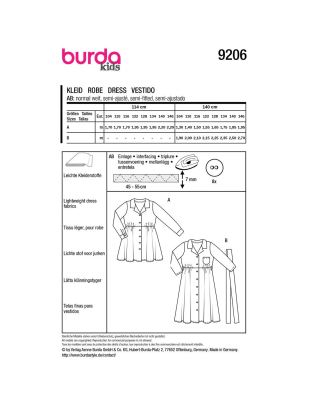 Pattern for children's loose dresses in sizes 104-146 9206 (1)