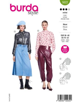 Blouse pattern with sleeves in sizes 36-48 5622