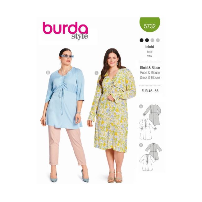 Pattern for women's loose dress and blouse in size 46-56 5732