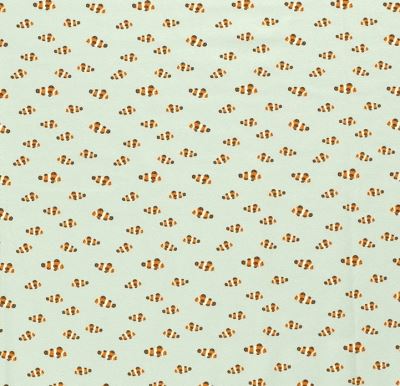 Cotton knit in mint color with fish print 17690/021 (1)