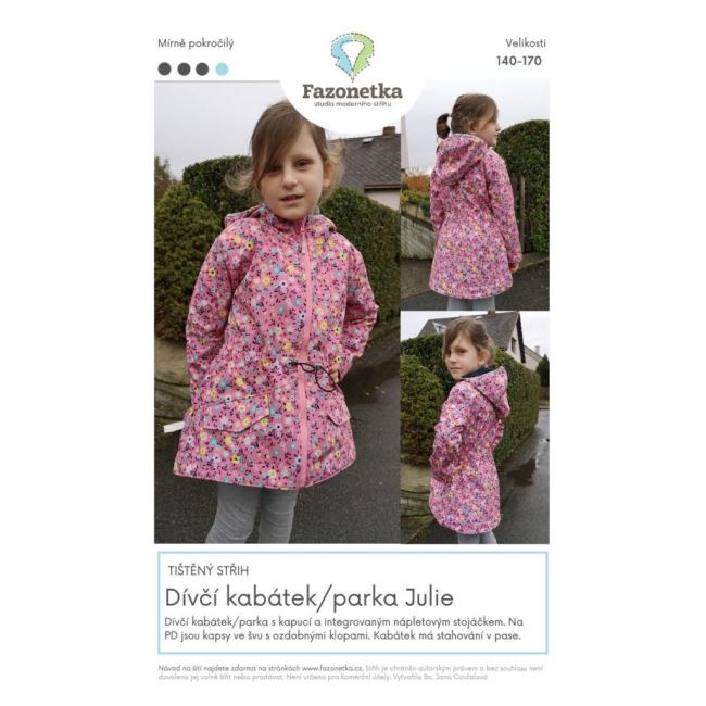 Printed cut Fazonetka for girl's coat/parka Julie size 80-134 FA039