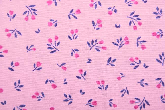 Poplin in light pink color with a print of small flowers 19416/011