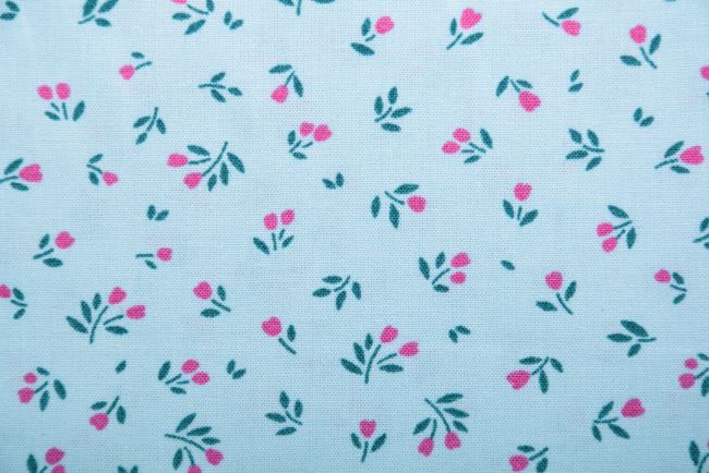 Poplin in light blue with a print of small flowers 19416/021
