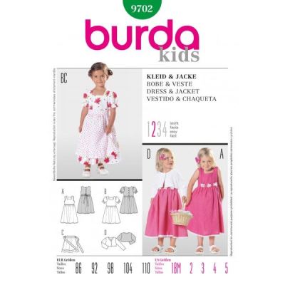 Cut for children&#39;s dresses and apron 9702