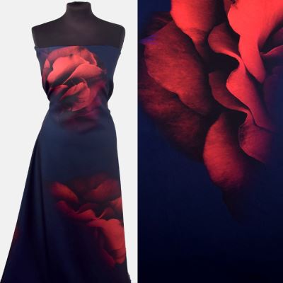 Barbie costume elastic fabric in dark blue with digital flower print ETZS7216