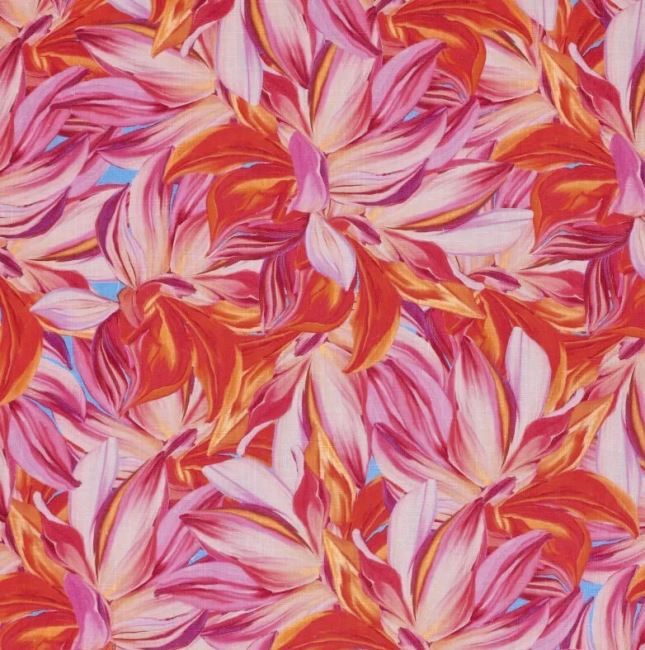 Viscose fabric with admixture of linen with digital flower print 20883/870