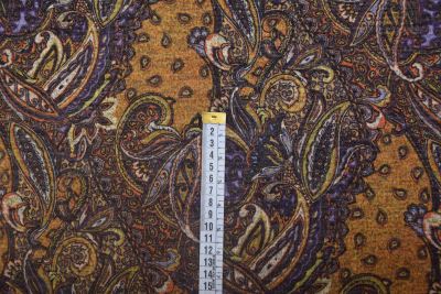Knitted fabric in ocher color with a decorative cashmere pattern 22190/026 (2)