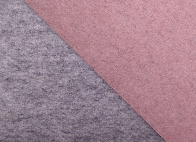 Luxurious double-sided coat fabric in a combination of gray and pink color AV002
