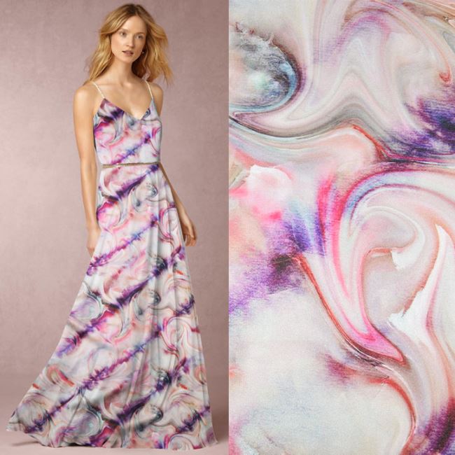 Artificial silk Silky with digital abstract print Z029