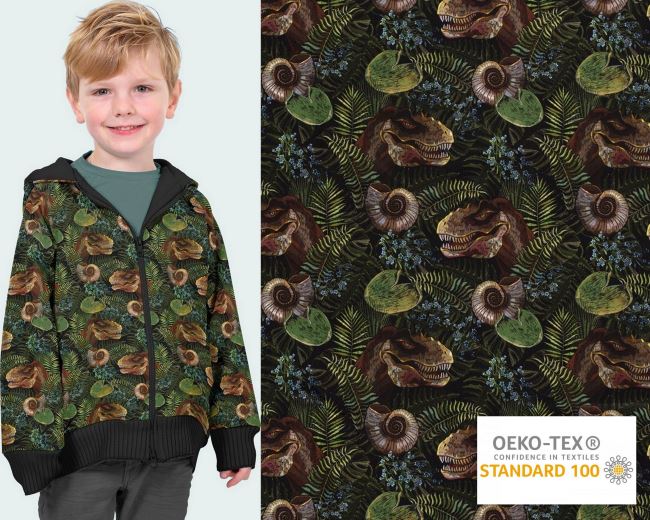 Softshell in black color with digital print of dinosaurs 18406/069