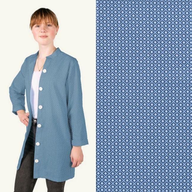 Poplin in blue color with decorative print 19422/006