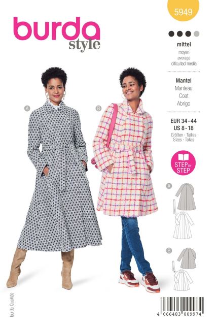 Cut for women's loose coat in size 34-44 5949