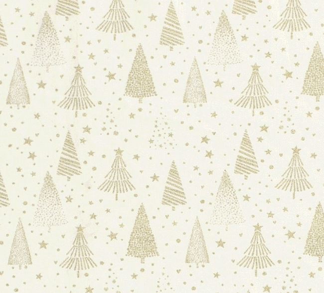 Christmas cotton fabric in cream color with golden trees print 20710/051