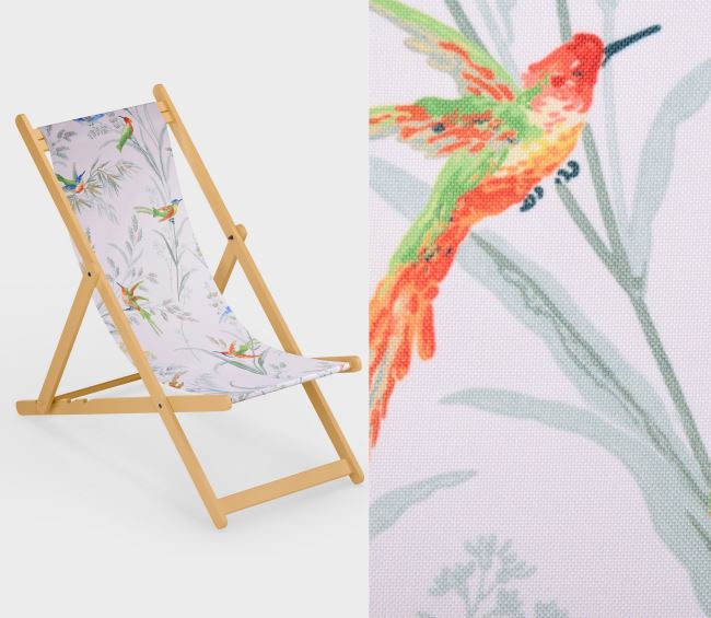 Lounger 150 cm wide with a print of birds and flowers LH13