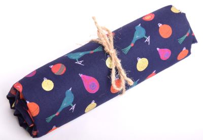 Roll of Christmas cotton in dark blue with printed ornaments RO18717/008