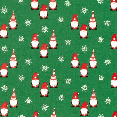 Christmas cotton fabric in green with elf print 22735/025 Christmas cotton fabric in green with elf print 22735/025