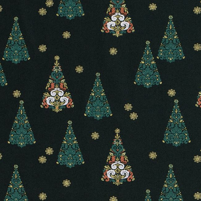 Christmas cotton fabric in green with a print of decorative trees 20742/028