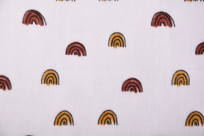 Double cheesecloth in cream color with rainbow print 181588