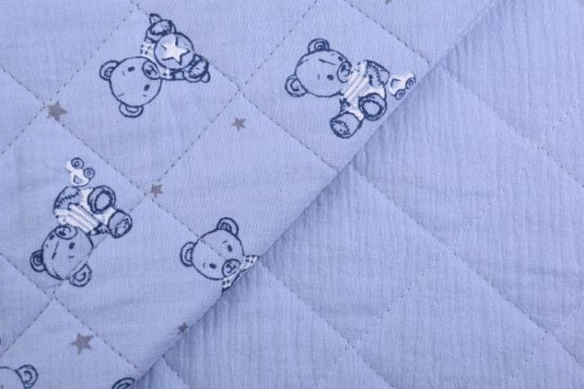 Cotton blue muslin stitch with teddy bears 133548.7029