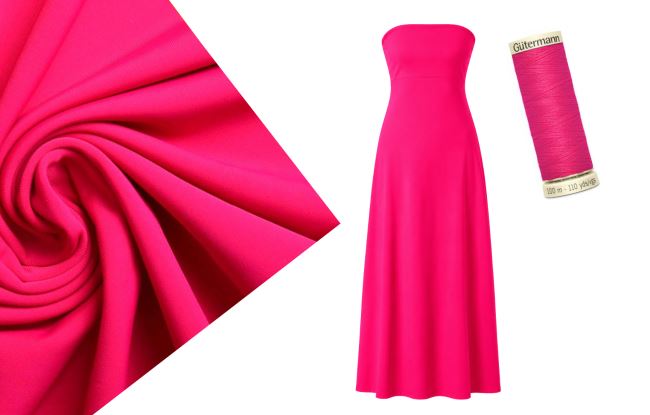 Set for sewing strapless dresses made of functional knitwear in fuchsia color SET113