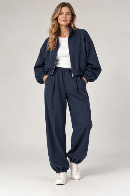 Wide dark blue trousers ITA-KA01