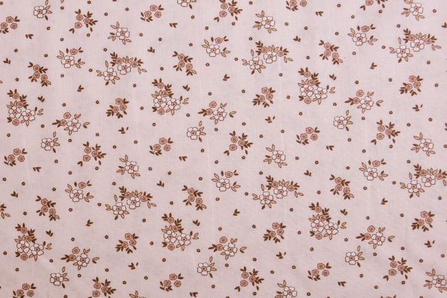 Poplin in light pink color with flower print 19406/037