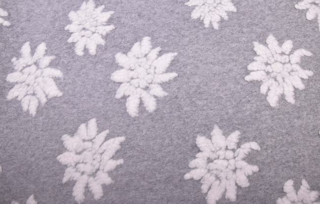 Boiled wool in light gray highlights with a flower pattern MIT4