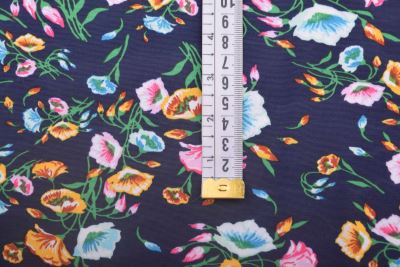 Stretch knit in dark blue with flower print TF556 (3)