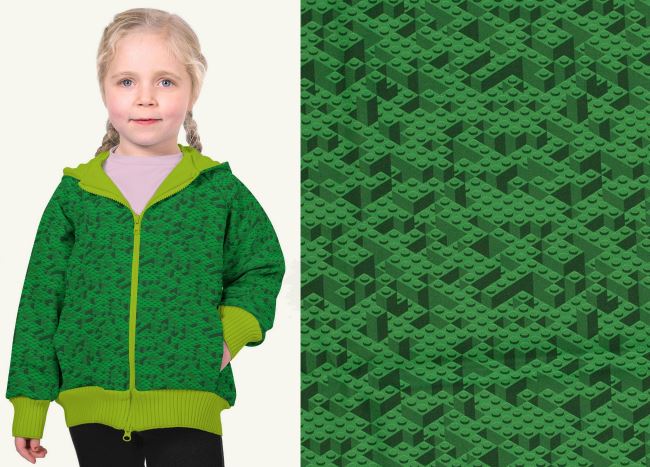 Softshell in green color with digital print of lego blocks 20433/025