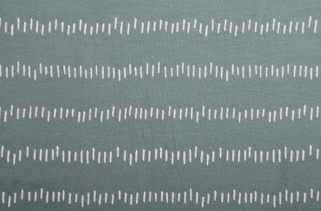 Cotton knit in mint color with dash print K10134-220D