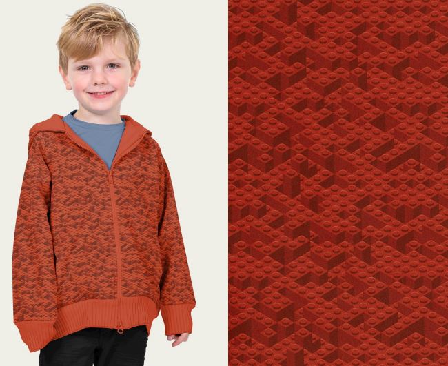 Softshell in red color with digital print of lego blocks 20433/015