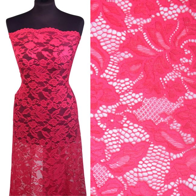 Lace in fuchsia color with flower motif CCHB-017