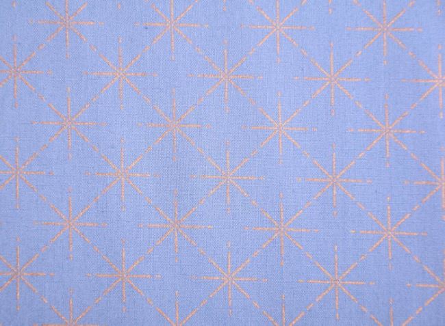 Blue cotton Christmas fabric with gold stars 16703/006