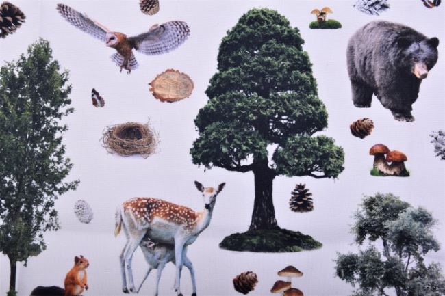 Decorative fabric with digital print of forest animals 1341/051
