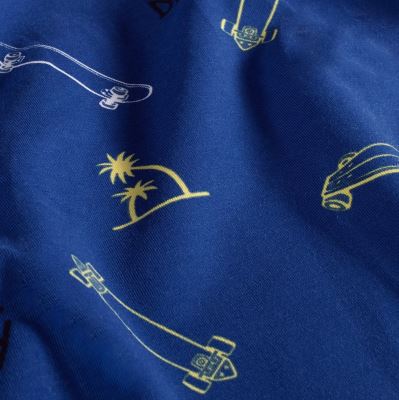 Cotton knit in dark blue with skateboard print 23652/005